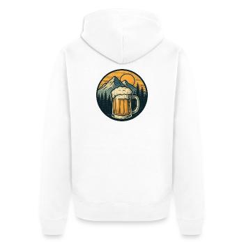 Bergwald Bierkrug Sonnenuntergang - Unisex Premium Bio Zip Hoodie - Weiß - Hinten - Thijin (182cm)
