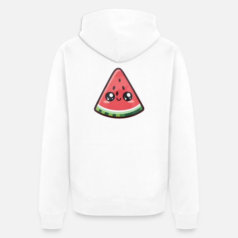 Tranche de pastèque kawaii - Veste à capuche bio Premium Unisexe - blanc