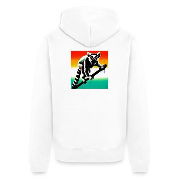 Lemur - Unisex Premium Organic Zip Hoodie - white - Back - Thijin (182cm)