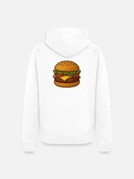 Expressive burger design with green accents - Unisex Premium Organic Zip Hoodie - white