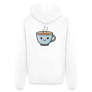 Niedliches Kawaii Kaffeetasse Design - Unisex Premium Bio Zip Hoodie - Weiß - Hinten - Thijin (182cm)
