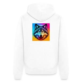 Wolf - Unisex Premium Bio Zip Hoodie - Weiß - Hinten - Thijin (182cm)