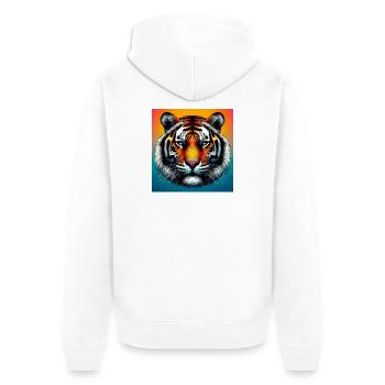 Tiger - Unisex Premium Bio Zip Hoodie - Weiß - Hinten - Thijin (182cm)