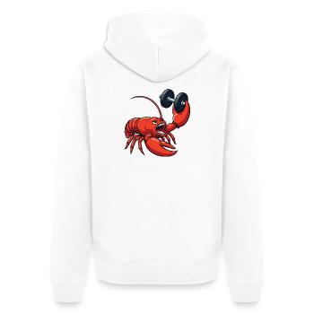 Lustiger Hummer Fitness Hantel Training Cartoon - Unisex Premium Bio Zip Hoodie - Weiß - Hinten - Thijin (182cm)