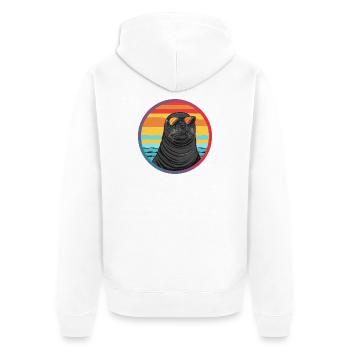 Seehund mit Sonnenbrille - Unisex Premium Bio Zip Hoodie - Weiß - Hinten - Thijin (182cm)