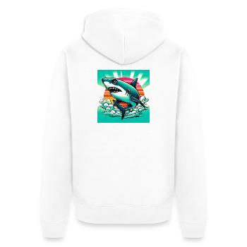 Hai - Unisex Premium Bio Zip Hoodie - Weiß - Hinten - Thijin (182cm)