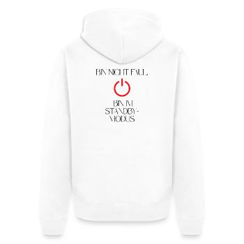 Not lazy standby mode power button - Unisex Premium Organic Zip Hoodie - white - Back - Thijin (182cm)