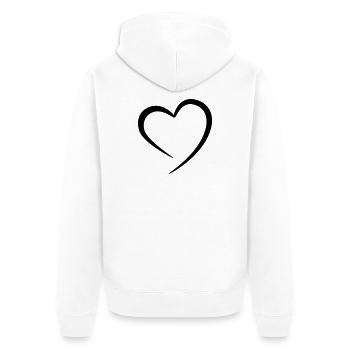 Herz - Unisex Premium Bio Zip Hoodie - Weiß - Hinten - Thijin (182cm)