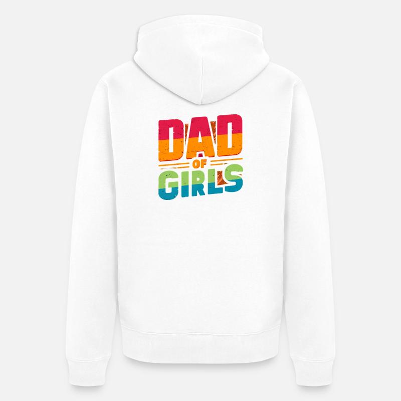 Vater von Mädchen Regenbogen, Väter - Unisex Premium Bio Zip Hoodie - Weiß