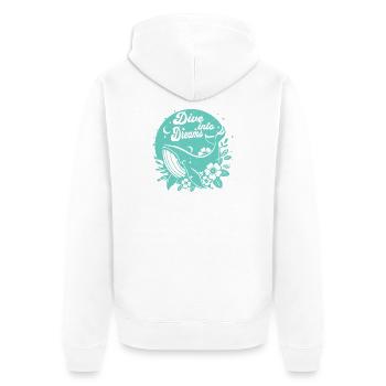 Plonge dans les Rêves Océans - Veste à capuche bio Premium Unisexe - blanc - Dos - Thijin (182cm)