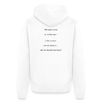 Altwerden: Die Aussicht Wird Besser - Unisex Premium Bio Zip Hoodie - Weiß - Hinten - Thijin (182cm)
