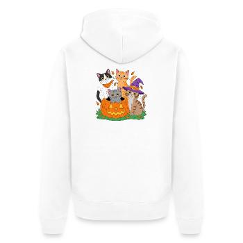 Pumpkin Cats Halloween Trio - Unisex Premium Organic Zip Hoodie - white - Back - Thijin (182cm)