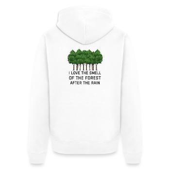 Wald nach dem Regen - Unisex Premium Bio Zip Hoodie - Weiß - Hinten - Thijin (182cm)