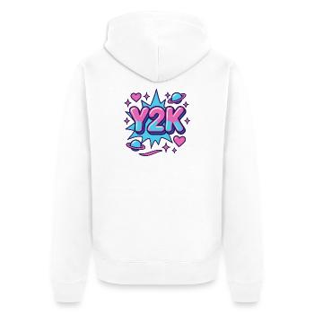 Y2K Retro Design - Unisex Premium Organic Zip Hoodie - white - Back - Thijin (182cm)