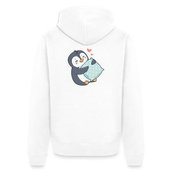 Pingouin câlin et oreiller à pois - Veste à capuche bio Premium Unisexe - blanc - Dos - Thijin (182cm)