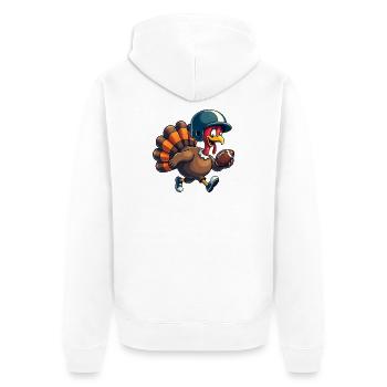 Thanksgiving Football Turkey - Unisex Premium Organic Zip Hoodie - white - Back - Thijin (182cm)