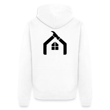 Handwerker Hausmeister Logo – Hammer - Unisex Premium Bio Zip Hoodie - Weiß - Hinten - Thijin (182cm)