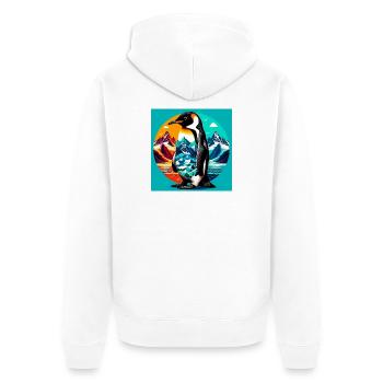 penguin - Unisex Premium Organic Zip Hoodie - white - Back - Thijin (182cm)