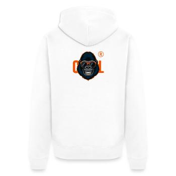 Gorilla mit orangefarbener Sonnenbrille - Unisex Premium Bio Zip Hoodie - Weiß - Hinten - Thijin (182cm)