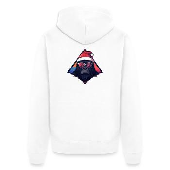 Gorilla Santa Neon Triangle - Unisex Premium Bio Zip Hoodie - Weiß - Hinten - Thijin (182cm)