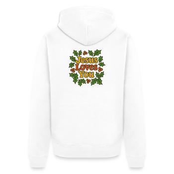 Jesus liebt dich - Unisex Premium Bio Zip Hoodie - Weiß - Hinten - Thijin (182cm)