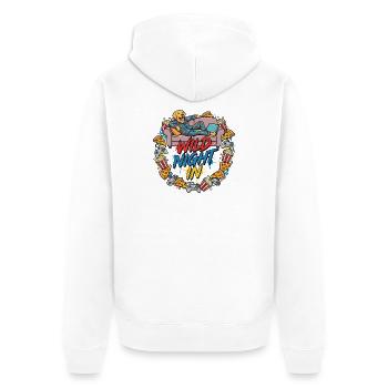 Gemütlicher Gaming Hund - Unisex Premium Bio Zip Hoodie - Weiß - Hinten - Thijin (182cm)
