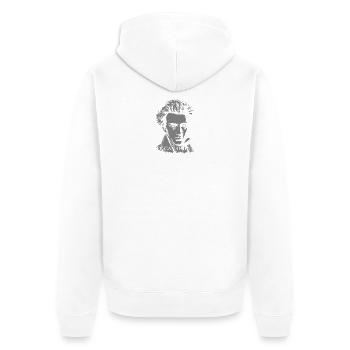 Kierkegaard Rückwärts-vorwärts Lebenszitatporträt - Unisex Premium Bio Zip Hoodie - Weiß - Hinten - Thijin (182cm)