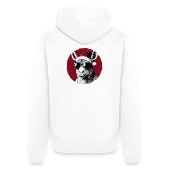 Santa Esel mit Sonnenbrille - Unisex Premium Bio Zip Hoodie - Weiß - Hinten - Thijin (182cm)