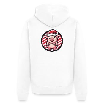 Santa piggy in candy cane look - Unisex Premium Organic Zip Hoodie - white - Back - Thijin (182cm)