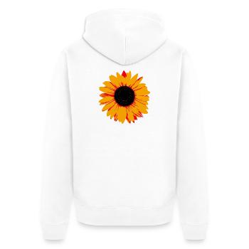 Pop-Art Sonnenblume – Buntes Retro Blumenmotiv - Unisex Premium Bio Zip Hoodie - Weiß - Hinten - Thijin (182cm)