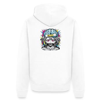 Überdenken - Unisex Premium Bio Zip Hoodie - Weiß - Hinten - Thijin (182cm)