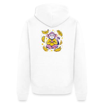 Meditierender Affe mit Bananen - Unisex Premium Bio Zip Hoodie - Weiß - Hinten - Thijin (182cm)