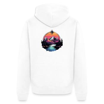 Mountains Nature Landscape Compass - Unisex Premium Organic Zip Hoodie - white - Back - Thijin (182cm)