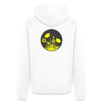 Fleurs jaunes en cercle - Veste à capuche bio Premium Unisexe - blanc - Dos - Thijin (182cm)