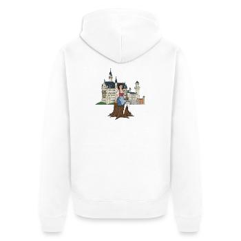 Bayerisches Pin-up für Neuschwanstein - Unisex Premium Bio Zip Hoodie - Weiß - Hinten - Thijin (182cm)