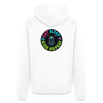 Eat Sleep Ride Repeat - Motorcycle - Biker - Unisex Premium Organic Zip Hoodie - white - Back - Thijin (182cm)