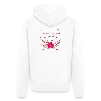 Schulkind 2026  - Unisex Premium Bio Zip Hoodie - Weiß - Hinten - Thijin (182cm)