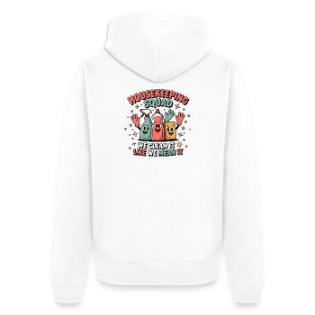 Lustiges Putzen Design - Unisex Premium Bio Zip Hoodie - Weiß - Hinten - Thijin (182cm)