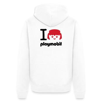 Playmobil I Love Playmobil en rouge - Veste à capuche bio Premium Unisexe - blanc - Dos - Thijin (182cm)