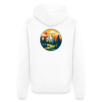 Forest Mountains Nature Hiking Mountaineering Motif - Unisex Premium Organic Zip Hoodie - white - Back - Thijin (182cm)