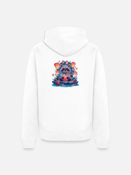 Nacht Waschbär Laternenlimonade - Unisex Premium Bio Zip Hoodie - Weiß
