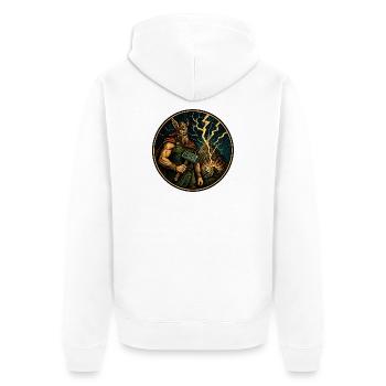Thor mit Hammer - Unisex Premium Bio Zip Hoodie - Weiß - Hinten - Thijin (182cm)