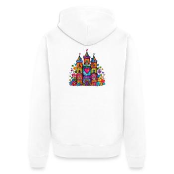 Rainbow Heart Castle - Unisex Premium Organic Zip Hoodie - white - Back - Thijin (182cm)