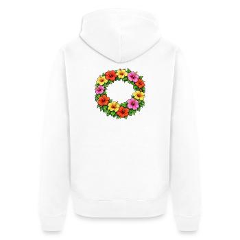 Bunter Hibiskus-Blütenring - Unisex Premium Bio Zip Hoodie - Weiß - Hinten - Thijin (182cm)