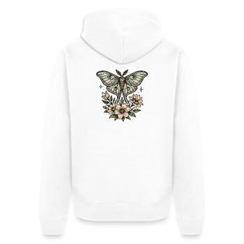 Papillon de nuit avec bouquet de fleurs - Veste à capuche bio Premium Unisexe - blanc - Dos - Thijin (182cm)