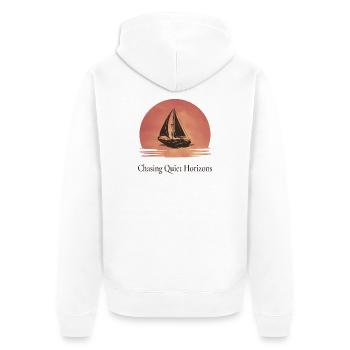 À la poursuite de la conception de voiles de Quiet Horizons - Veste à capuche bio Premium Unisexe - blanc - Dos - Thijin (182cm)