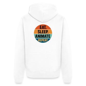eat sleep animate repeat retro vintage - Unisex Premium Bio Zip Hoodie - Weiß - Hinten - Thijin (182cm)
