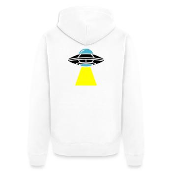 UFO Alien Spaceship Light - Unisex Premium Organic Zip Hoodie - white - Back - Thijin (182cm)