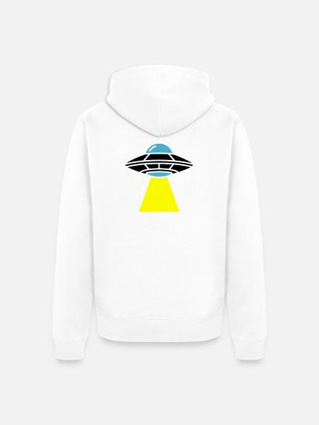 UFO Alien Spaceship Light - Unisex Premium Organic Zip Hoodie - white