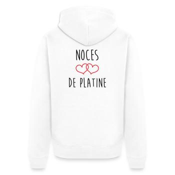 Platin-Hochzeit 70 Jahre - Unisex Premium Bio Zip Hoodie - Weiß - Hinten - Thijin (182cm)